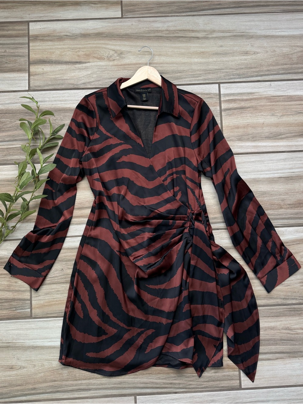 Revolve House of Harlow 1960 Zebra Satin Wrap Mini Dress M Animal Print Party
